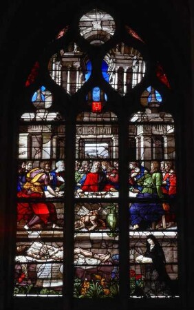 Frankreich. Haute Normandie. Eure. Conches en Ouche. Eglise Sainte Foy. Glasfenster. Renaissance