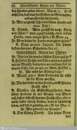 Unterschiedl. Arten der Thiere
