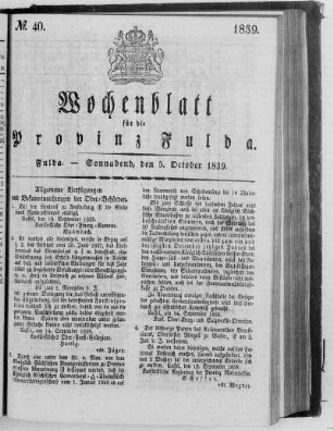 No. 40, Ausgabe vom 5. Oktober 1839