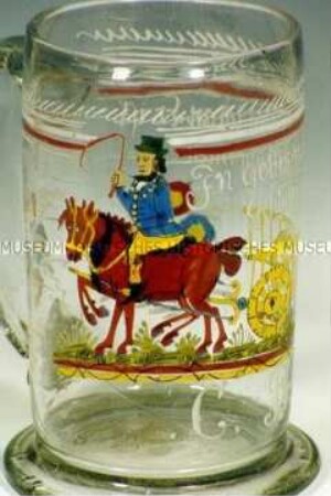 Bierkrug (Fuhrmannshumpen) mit Bemalung