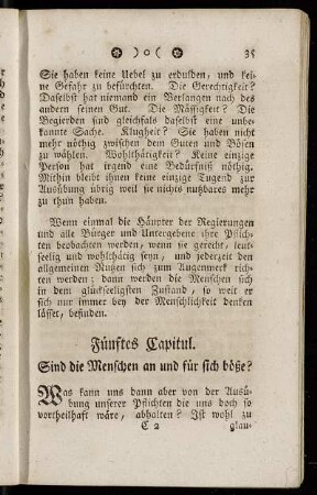 Fünftes Capitul. Sind die Menschen an und für sich böße? - Siebendes Capitul. Von der Gleichheit.