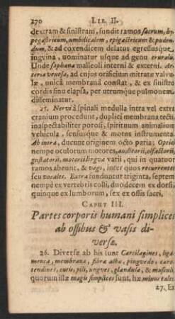 Caput III. Partis corporis humani simplices ab ossibus & vasis diversae