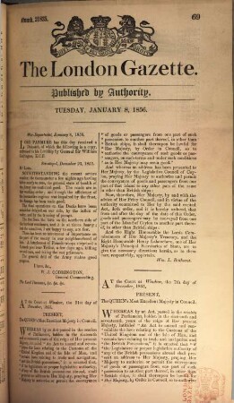 The London gazette : the appointed organ for all announcements of the Executive. 1856