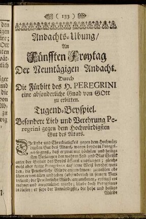 Andachts-Ubung/ An Fünfften Freytag Der Neuntägigen Andacht.