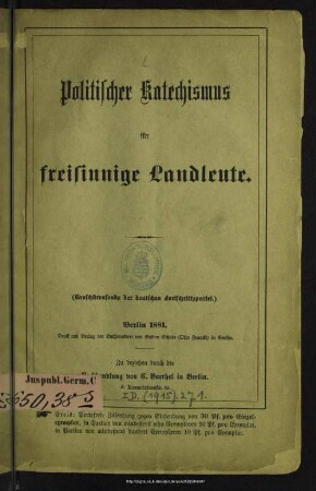 Politischer Katechismus für freisinnige Landleute