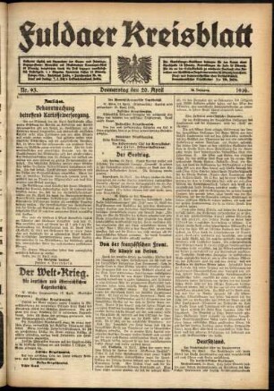 Ausgabe vom Donnerstag, den 20. April 1916.
