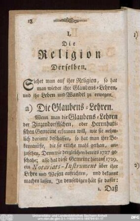 a) Die Glaubens-Lehren.