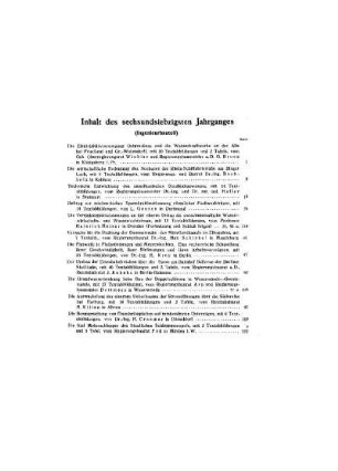 Inhalt des sechsundsiebzigsten Jahrganges
