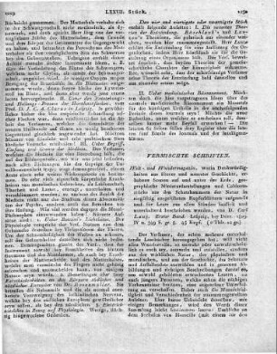 Welt- und Wundermagazin, worin Denkwürdigkeiten aus älterer und neuester Geschichte, erhabene Scenen auf und unter der Erde, geographische Miniaturdarstellungen und Cabinetsstücke aus den Schatzkammern der Natur in sorgfältig ausgeführten Kupferblättern aufgestellt und für Leser aus allen Ständen fasslich und unterhaltend beschrieben werden, von D. Carl Lang. Erster Band. Leipzig, bey Dürr. 1809. IV u. 349 S. gr. 8. 45 Kupf.