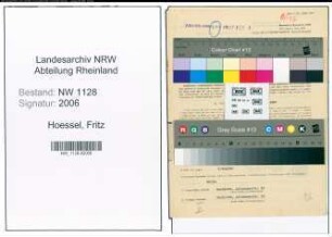 Entnazifizierung Fritz Hoessel , geb. 01.08.1920 (Polizist)
