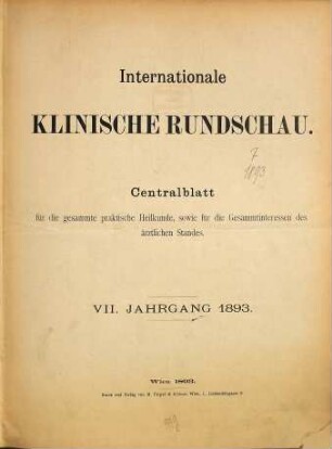 Internationale klinische Rundschau. 7. 1893