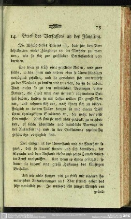 14. Brief des Verfassers an den Jüngling