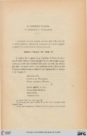 47.1919: Il prefetto di Roma D. Simonius Iulianus