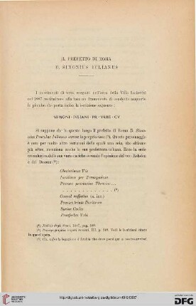 47.1919: Il prefetto di Roma D. Simonius Iulianus