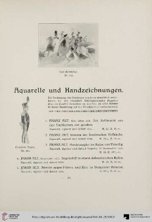 Aquarelle und Handzeichnungen (Nr. 1-335)