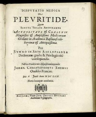 Disputatio Medica De Pleuritide