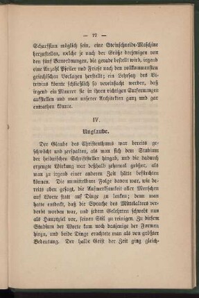 IV. Unglaube.