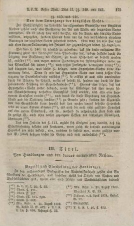 III. Titel. Von Handlungen und den daraus entstehenden Rechten.
