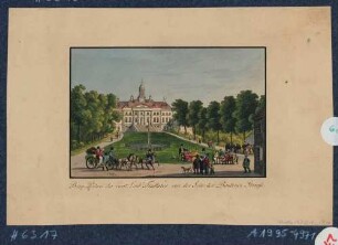 Findlaters Weinberg am Elbhang zwischen Saloppe und Mordgrund bei Dresden, das Palais von der Bautzner Landstraße nach Süden