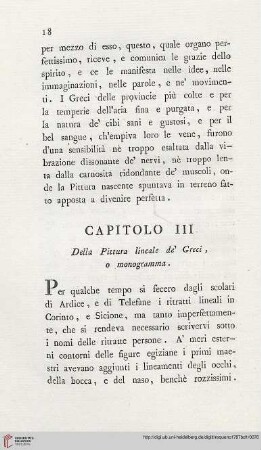 Capitolo III: Della Pittura lineale de´Greci, o monogramma