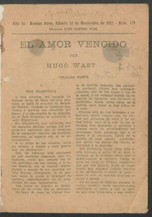1921017300: El amor vencido : primera parte