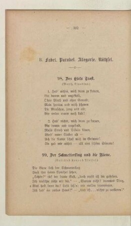B. Fabel. Parabel. Allegorie. Räthsel