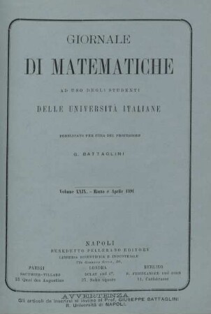 Volume XXIX. - Marzo e Aprile 1891.