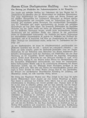 Aaron Elias Seeligmanns Aufstieg.