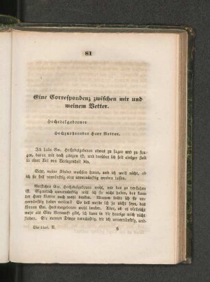 Eine Correspondenz zwischen mir und meinem Vetter.