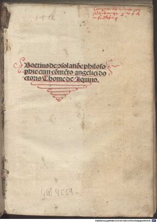 De consolatione philosophiae : mit Kommentar von Pseudo-Thomas Aquinas