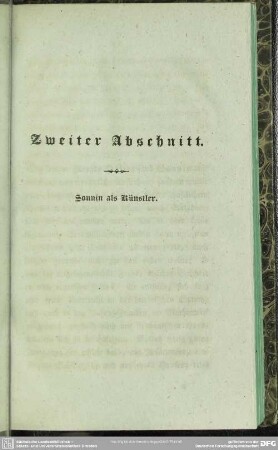 Zweiter Abschnitt. Sonnin als Künstler