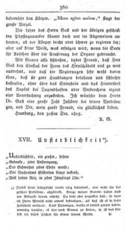 XVII. Unsterblichkeit.