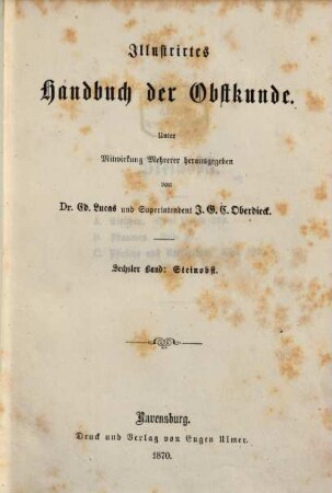 Illustrirtes Handbuch der Obstkunde. 6, Steinobst