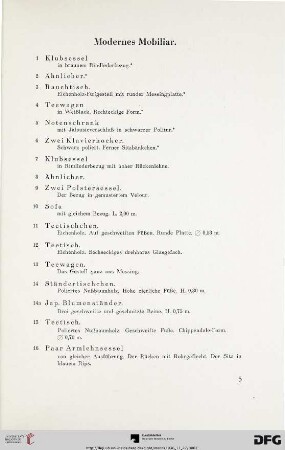Modernes Mobiliar (Nr. 1-64)
