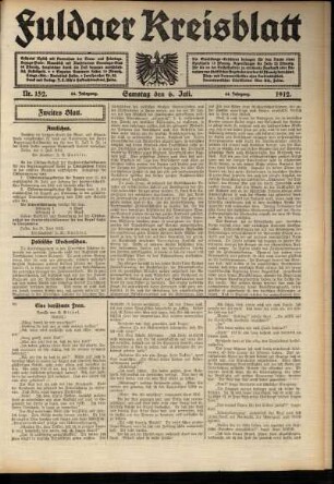 Zweite Ausgabe vom Samstag, den 06. Juli 1912.