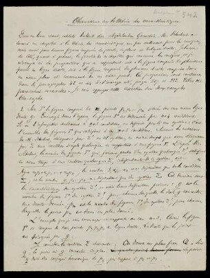 Nr. 13: Observations sur la théorie des caractéristiques, Ohne Ort