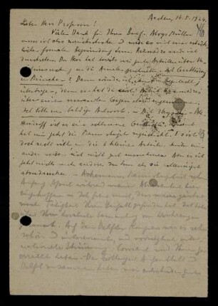 Nr. 46: Postkarte von Otto Blumenthal an David Hilbert, Aachen, 14.5.1924