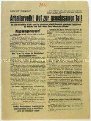 Aufruf der KPD zum Kampf gegen die Wirtschaftspolitik der Reichsregierung