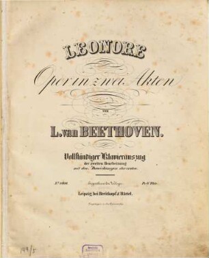 Leonore : Oper in 2 Akten