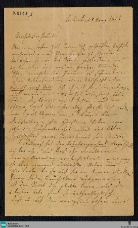Brief von Joseph von Auffenberg an den Hofrat Carl Gottlieb Theodor Winkler (Pseudonym: Theodor Hell) in Dresden vom 28.03.1828 - K 3208, 2