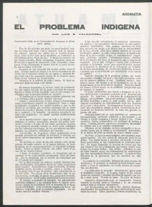 El problema indígena : Conferencia leída en la Universidad de Arequipa el 22 de enero último.