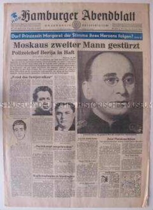 Tageszeitung "Hamburger Abendblatt" zur Entmachtung und Verhaftung von Berija