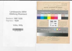 Entnazifizierung Willy Vohs , geb. 16.05.1915 (Steiger)