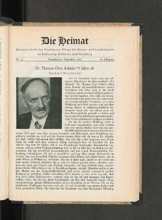 Dr. Thomas Otto Achelis 75 Jahre alt
