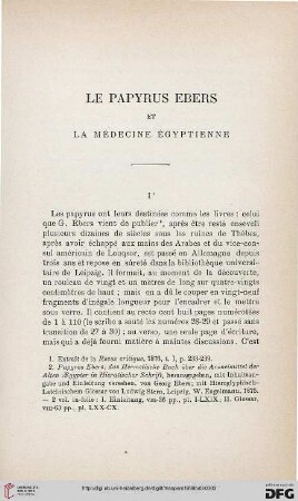 Le Papyrus Ebers et la Médecine égyptienne