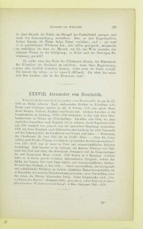 XXXVIII. Alexander von Humboldt