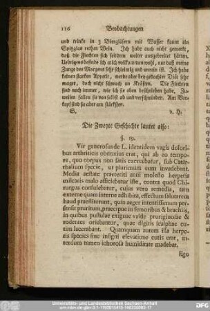 Die Zweyte Geschichte lautet also: