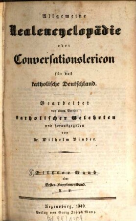 Allgemeine Realencyclopädie oder Conversationslexicon für das katholische Deutschland, 8. Patriarch - Samarkand