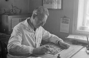 Martin Nowak-Neumann (Měrćin Nowak-Njechorński) im Atelier : Měrćin Nowak-Njechorński w ateljeju : Nechern / Njechorń