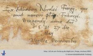 [Provenienz]: Freige, Nicolaus